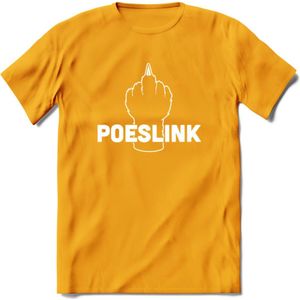 Poeslink! - Katten T-Shirt Kleding Cadeau | Dames - Heren - Unisex | Kat / Dieren shirt | Grappig Verjaardag kado | Tshirt Met Print | - Geel - XL