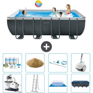 Intex Rechthoekig Ultra XTR Frame Zwembad - 549 x 274 x132 cm - Inclusief Pomp - Ladder - Grondzeil - Afdekzeil Onderhoudspakket - Filterzand - Schoonmaakset - Stofzuiger