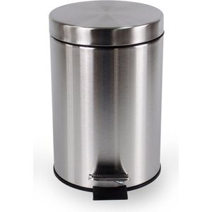 BRASQ Pedaalemmer 12 Liter PB112 - Prullenbak met uitneembare Pedaalemmer - Afvalbak - Vuilnisbak - RVS