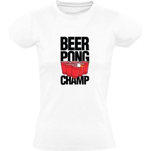 Beer pong champ Dames T-shirt | bier | drank | alcohol | drank spel | Feest  | Wit