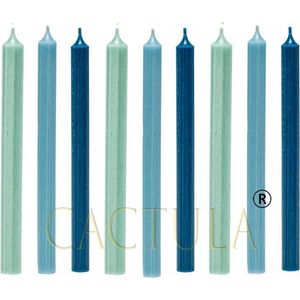 Cactula mooie lange dinerkaarsen 28 cm in 3 Trendy Kleuren 9 stukss-sBlauws-sJade / Lichtblauw / Donkerblauw