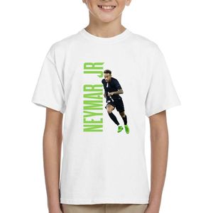 Neymar Jr - Da silva - PSG-Kinder shirt met tekst- Kinder T-Shirt - Wit shirt - Neymar in groen - Maat 134/140 - T-Shirt leeftijd 9 tot 10 jaar - Grappige teksten - Cadeau - Shirt cadeau - Voetbal- verjaardag