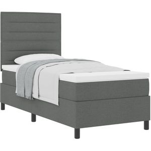 vidaXL - Boxspringbed - met - Matras - Donkergrijs - 100x200 - cm - Stof