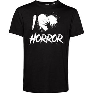 T-shirt kind I Love Horror | Halloween Kostuum Voor Kinderen | Horror Shirt | Gothic Shirt | Zwart | maat 152