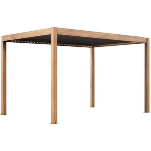 Oviala - 3x4m zelfdragende bioklimatische pergola in grijs hout aluminium