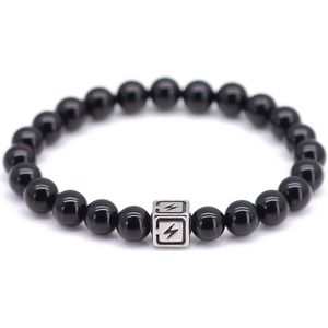Fortuna Beads – Energy Onyx – Kralen Armband – Heren– Zwart – 18cm