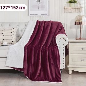 Bovista Deken - Pluche - Wollen - Dekentje - Fleece - Plaid - Knuffeldeken - Bank Deken - 1 Persoons - Bordeaux Rood