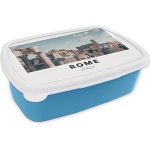 Broodtrommel Blauw - Lunchbox - Brooddoos - Rome - Italië - Museum - 18x12x6 cm - Kinderen - Jongen
