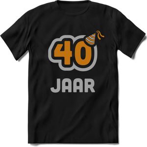 40 Jaar Feest T-Shirt | Goud - Zilver | Grappig Verjaardag Cadeau Shirt | Dames - Heren - Unisex | Tshirt Kleding Kado | - Zwart - 3XL