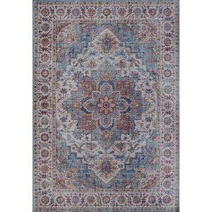 Ikado Vintage tapijt met medaillon, bedrukt, blauw 120 x 180 cm