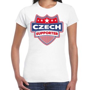 Czech supporter schild t-shirt wit voor dames - Tsjechie landen t-shirt / kleding - EK / WK / Olympische spelen outfit L