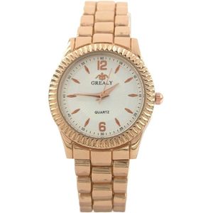 Horloge - Kast 28 mm - Metaal - Roségoudkleurig en Wit