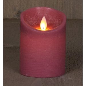 3x Antiek Roze LED Kaars / Stompkaars 10 cm - Luxe Kaarsen Op Batterijen met Bewegende Vlam