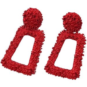 Fako Bijoux® - Oorbellen - Metal Drop-ish - Sparkle - 24x44mm - Rood