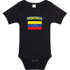 Venezuela baby rompertje met vlag zwart jongens en meisjes - Kraamcadeau - Babykleding - Venezuela landen romper 80