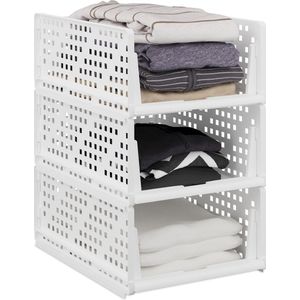 Relaxdays kast organizer - set van 3 - stapelbaar - uittrekbaar - 18 x 33,5 x 43,5 cm - wit