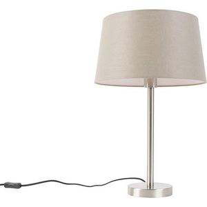 QAZQA simplo - Moderne Tafellamp met kap - 1 lichts - H 525 mm - Taupe - Woonkamer | Slaapkamer