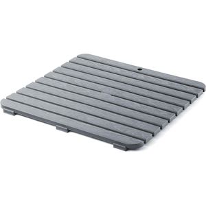 Vierkante douchevloer sterk kunststof afwerking houteffect anti-UV antislip rubberen pluggen douchestoel