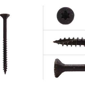 Wovar Zwarte Schroeven Verzinkt 5 x 60 mm Torx 20 met Snijpunt | 50 Stuks | Houtschroeven