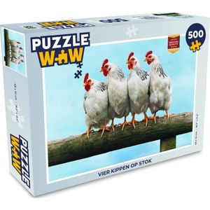 Puzzel Vier Kippen op stok - Legpuzzel - Puzzel 500 stukjes