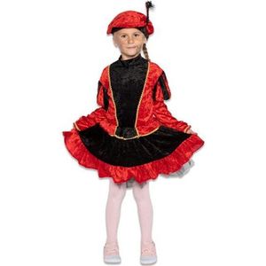 Pieten pak - jurkje met petticoat rood (mt 140) - Welkom Sinterklaas - Pietenpak kinderen - intocht sinterklaas