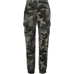 Urban Classics - High Waist Camo Cargobroek - Taille, 27 inch - Zwart/Grijs