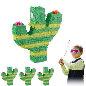 Relaxdays 4 x pinata cactus - piñata - verjaardag - zelf vullen - groen - kinderen