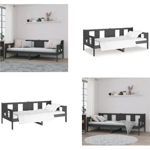 vidaXL Slaapbank massief grenenhout grijs 90x200 cm - Slaapbank - Slaapbanken - Bedbank - Bed