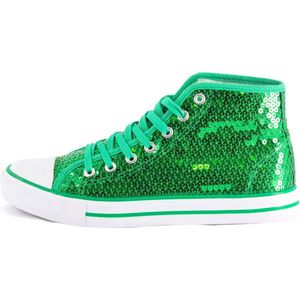 Sneaker groene glitter schoenen - Hoogwaardige afwerking - maat 38