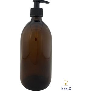 BBBLS Design Dispenser ""Blanco"" | Bruin Glas | 500ml | Kunststof Pomp Zwart | Zeeppomp | Zeepdispenser | Zeephouder