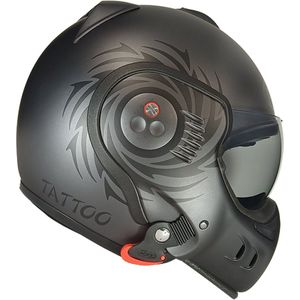 ROOF Boxer V8 S Tattoo Mat Grafiet Zwart Systeemhelm - Maat SM - Helm