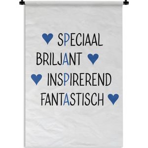 Wandkleed Vaderdag - Vaderdag cadeaus / vaderdaggeschenk met tekst - Papa blauw Wandkleed katoen 90x135 cm - Wandtapijt met foto