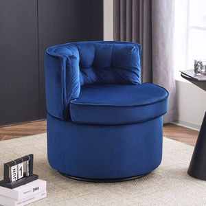 Sweiko Fauteuil, draaistoel, fluwelen roterende emmer stoel, gepolsterte comfortabele club vrijetijdsstoel, kleine ruimte eenpersoonsbank, leesstoel, clubstoel