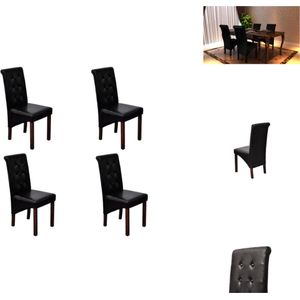 vidaXL Eetkamerstoelen Antiek - Set van 4 - 43 x 52 x 95 cm - Ergonomische zitting - Massief houten poten - Donkerbruin - Eetkamerstoel