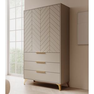 Meubella - Kledingkast Xiano - Beige - 103 cm