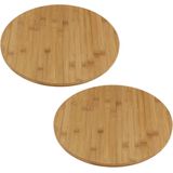 3x stuks draaiende serveerplanken bamboehout 35 cm - Pizza bord bamboe - bamboe draaiplateau