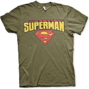 DC Comics Superman Heren Tshirt -M- Blockletter Logo Groen