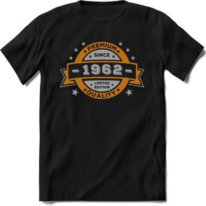 Premium Since 1962 T-Shirt | Goud - Zilver | Grappig Verjaardag Kleding Cadeau Shirt | Dames - Heren - Unisex Tshirt | - Zwart - 3XL