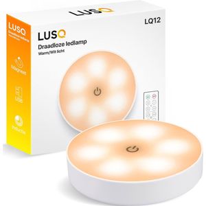 LUSQ® Draadloze ledlamp met afstandbediening – Warm/Wit licht – Draadloze wandlamp – Draadloze ledspot – USB oplaadbaar – Dimbaar met timer – met Magneet