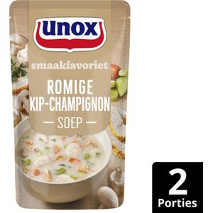 Unox Smaakfavoriet Soep In Zak - Romige Kip-Champignon - met duurzaam verbouwde groenten en malse stukjes kip - 5 x 570 ml