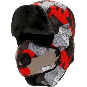 Wintermuts - Heren - Dames - Volwassenen - Muts - Ski Mask - Bivakmuts - Balaclava - Ski Masker - Face Mask - Full Face Mask - Winter Masker - Camo - Rood