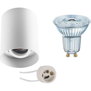 OSRAM - Opbouwspot Set - Parathom PAR16 927 36D - Proma Luxina Pro - GU10 Fitting - Dimbaar - Opbouw Rond - Mat Wit - 5.5W - Warm Wit 2700K - Verdiept - Kantelbaar - Ø90mm