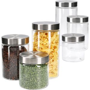 6-delige set Bera voorraadpotten - 2x 800ml + 2x 1,2L + 2x 1,7L