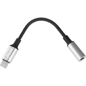 Slim Lightning (m) Naar 3.5mm Stereo Jack (v) Adapterkabel - Verguld - 0,1 Meter - Zwart