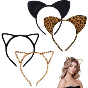 Dierenhaarbanden met kattenoren - Set van 4 stuks voor volwassenen en kinderen - Halloween en feestkostuum