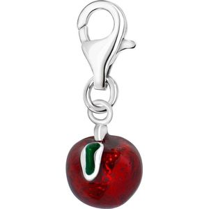 Quiges – 925 - Zilver – Charm - Bedel - Hanger - 3D Rode Appel - met – sterling - zilver - karabijnslot - geschikt - voor -Bedelarmband HC161