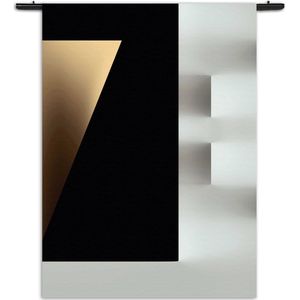 Mezo Wandkleed Scandinavisch Wit met Zwart Element 03 Rechthoek Verticaal XXXL (260 X 210 CM) - Wandkleden - Met roedes