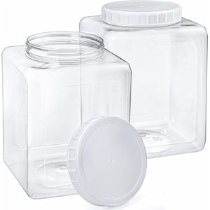 2 stks 500 ml vierkante plastic potten met brede opening en luchtdicht deksel opslagcontainers voor droog voedsel, kruiden, snacks