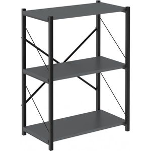 ROI - Opbergrek Met 3 Planken - Woonkamer - Slaapkamer 32 x 60 x 70 cm - Antraciet / Zwart - Open Planken - Voor Kantoor