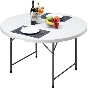 Klaptafel Campingtafel Ronde Keuken Tafel 122cm - Vierkante Picknicktafel Met Handvat - Ideaal Voor Tuin, Barbecue, Feest - Geschikt Voor Buiten & Binnen